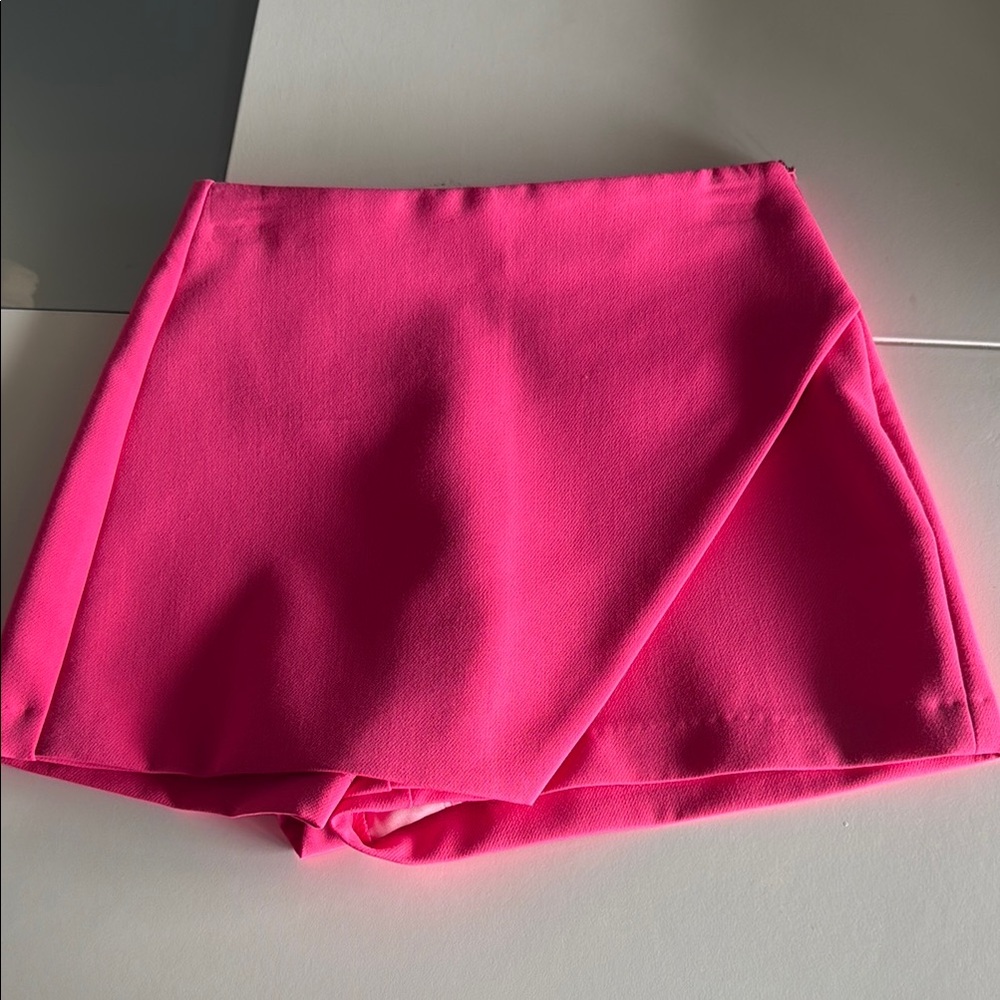 Zara Pink Skort-Style Shorts with Flared Silhouette